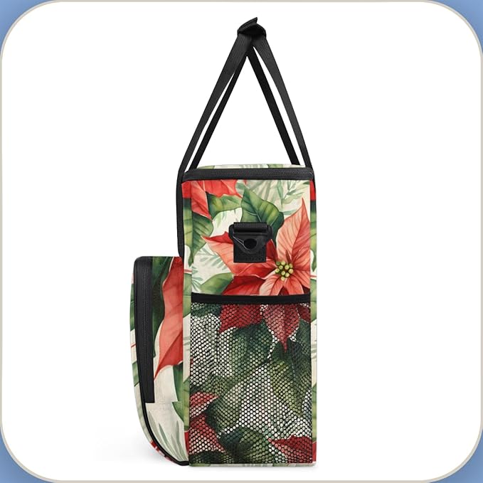 Holly Berry Flowers Coffee Maker Carrying Bag Graffiti Flowers Travel Storage Bag Compatible with K-Mini or K-Mini Plus Single Serve Coffee Brewer Carrying Case with Pockets &amp Shoulder Strap