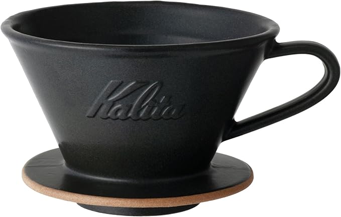 Kalita Coffee Dripper Mino Ware High Heat Retention Ceramic for 2 to 4 People Sand Black #02107 Wave Series Made in Japan Drip Equipment For 2 People For 4 Cups Porcelain Stylish Outdoor