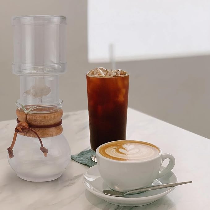 TOYANDONA Glass Cold Brew Coffee Maker Ice Drip Coffee Pot 1-set Borosilicate Glass Dripper for Home Cold Brew Brewing