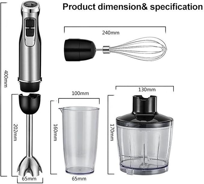 Cordless Immersion Mixer Handheld Immersion Blender With 500ml Mixing Beaker 1200W Strong Power and 6 Gear Speed Adjustable Detachable Design and Easy To Cleaning for Make Shakes Smoothies