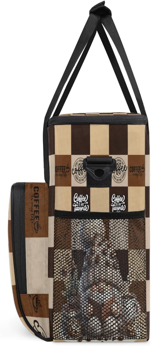 Coffee Brown Gnome Coffee Maker Carring Bag Travel Carrying Storage Tote Bag Compatible with Keurig K-Mini or K-Mini Plus Portable Single Serve Coffees Brewer Case with Pockets for K-cup Pods