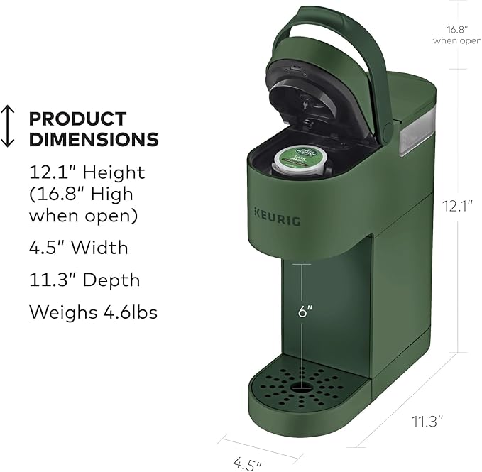 Keurig K-Mini Single Serve K-Cup Pod Coffee Maker 6 to 12oz Brew size with Cord Storage Perfect for Small Spaces Evergreen