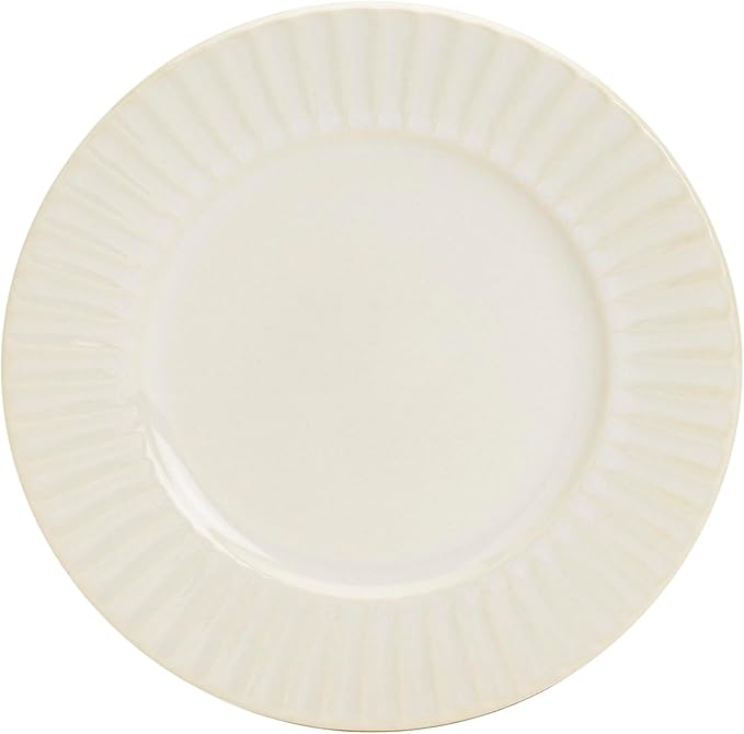 Tabletops Gallery Richmond 12-Piece Reactive Glaze Stoneware Dinnerware Set of Kitchen Dishes Dinner Plates Cereal Bowls Service for 4 White