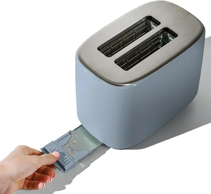 2 Slice Digital Toaster with Touch Control Panel Adjustable Toast Shade Settings Wide Bread Openings Bagel &amp Frozen Modes Removable Crumb Tray (Cornflower Blue)