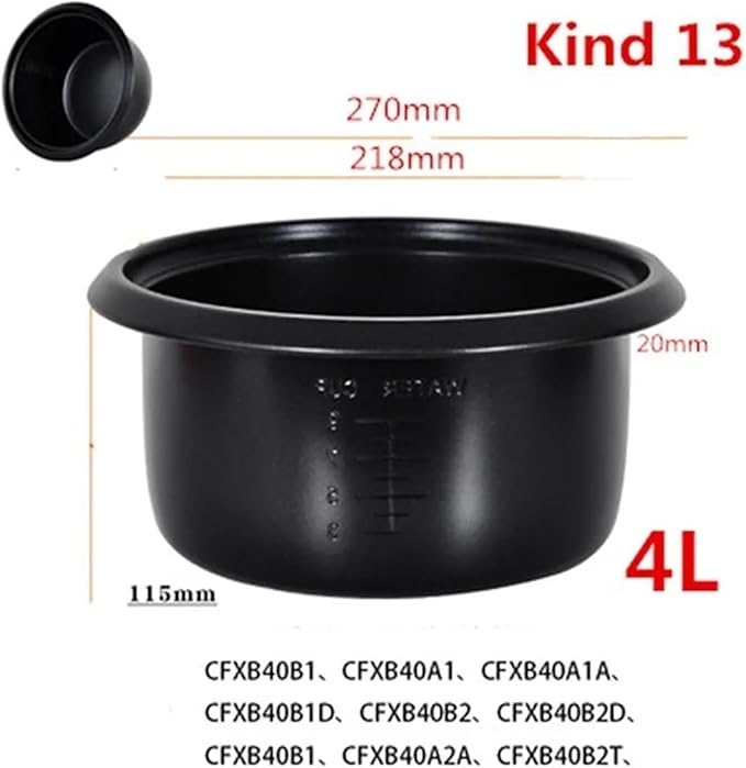 Electric Rice Cooker Inner Pot Compatible for SUPOR Electric Pressure Cooker Inner Pot 2.5L/3L/4L/5L/6L Non Stick Pot Inner Pot (Multiple Kind 13(4L))