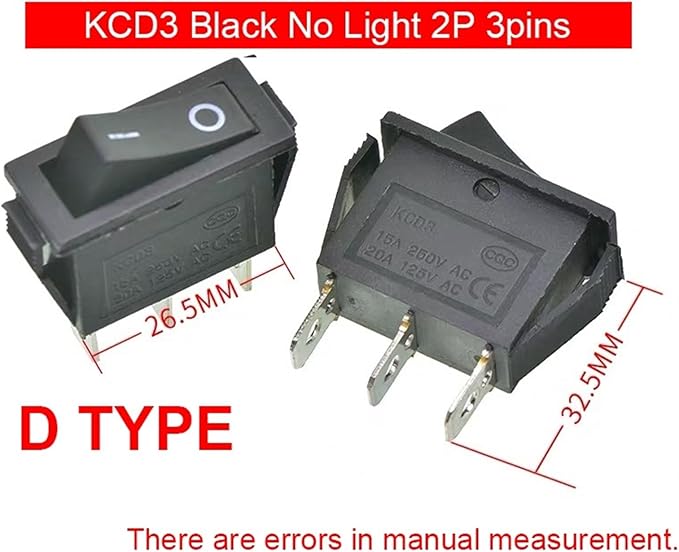 10 Pieces/lot Rocker Switch Rice Cooker Electric Frying pan Small Boat Type Power Button KCD3 Light 2/3 pin(D (10PCS))