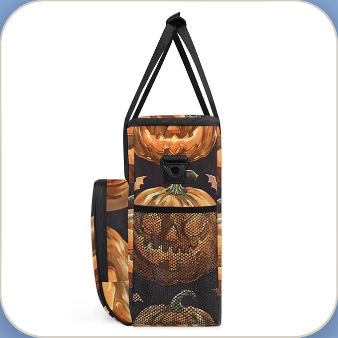 Abstract Pumpkin Coffee Maker Carrying Bag Glitter Pumpkin Travel Storage Bag Compatible with K-Mini or K-Mini Plus Single Serve Coffee Brewer Carrying Case with Multiple Pockets &amp Shoulder Stra