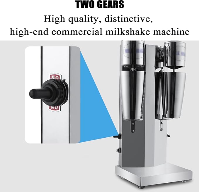 Electric Double-head Milk Shaker Machine Commercial Milkshake Maker Machine Drinks Mixer Speed 18000W/min Base Height 50mm for Protein Shakes and Mixing Cocktail