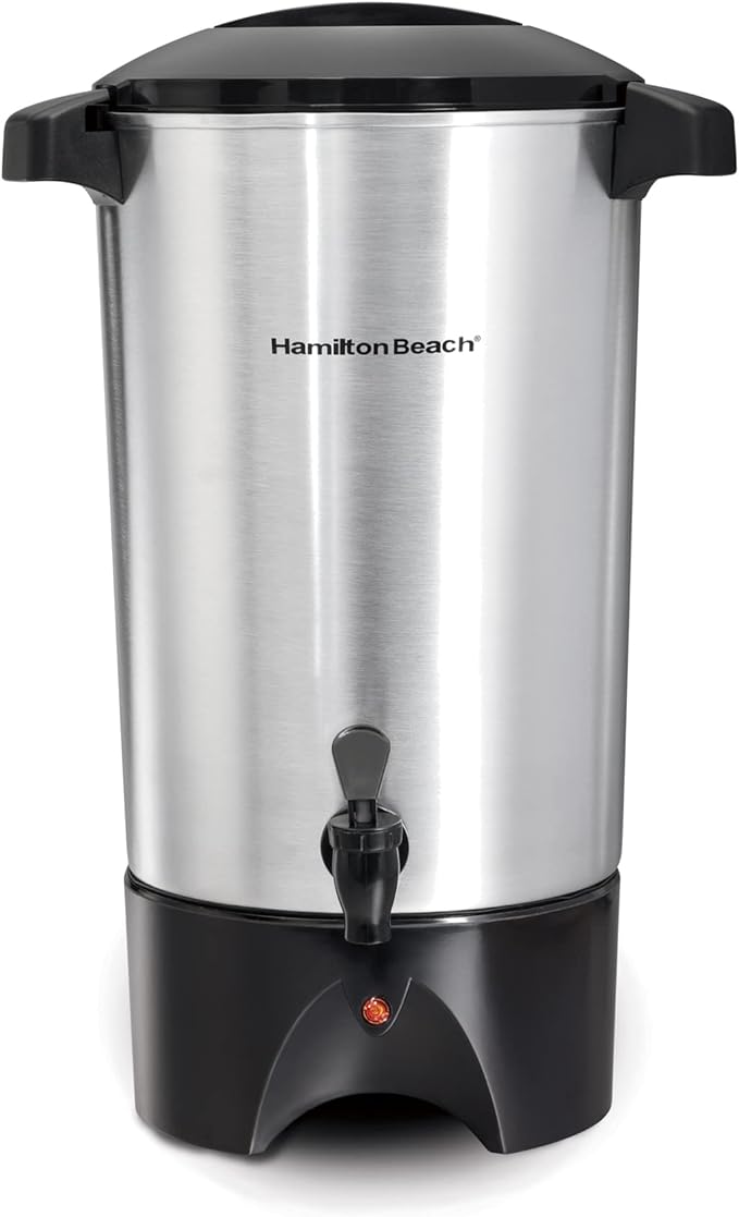 Hamilton Beach 45 Cup Coffee Urn and Hot Beverage Dispenser Silver &amp 2-Way 12 Cup Programmable Drip Coffee Maker &amp Single Serve Machine Glass Carafe