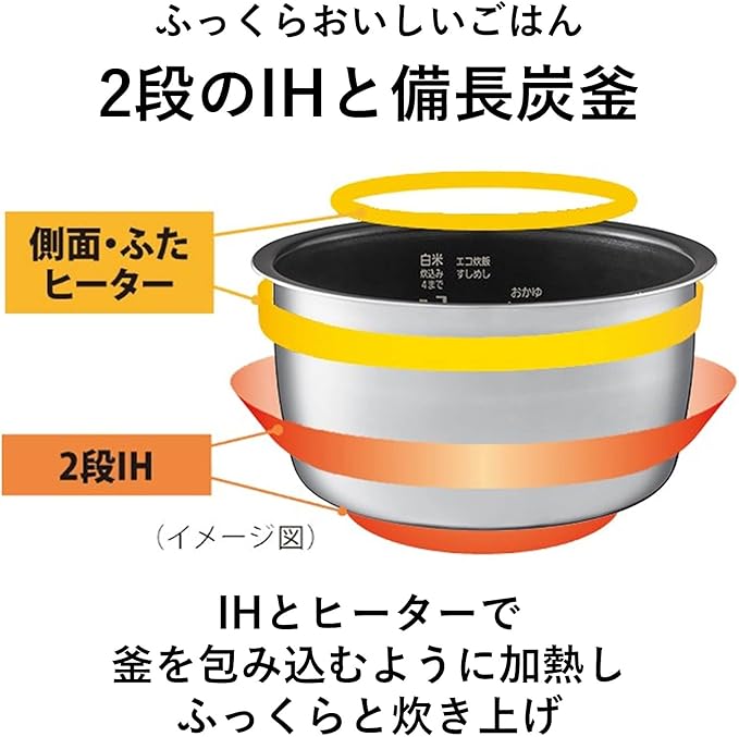 Panasonic SR-FE101-K Rice Cooker 5.5 Cup 2-Tier IH Simple Design Binchotan Pot