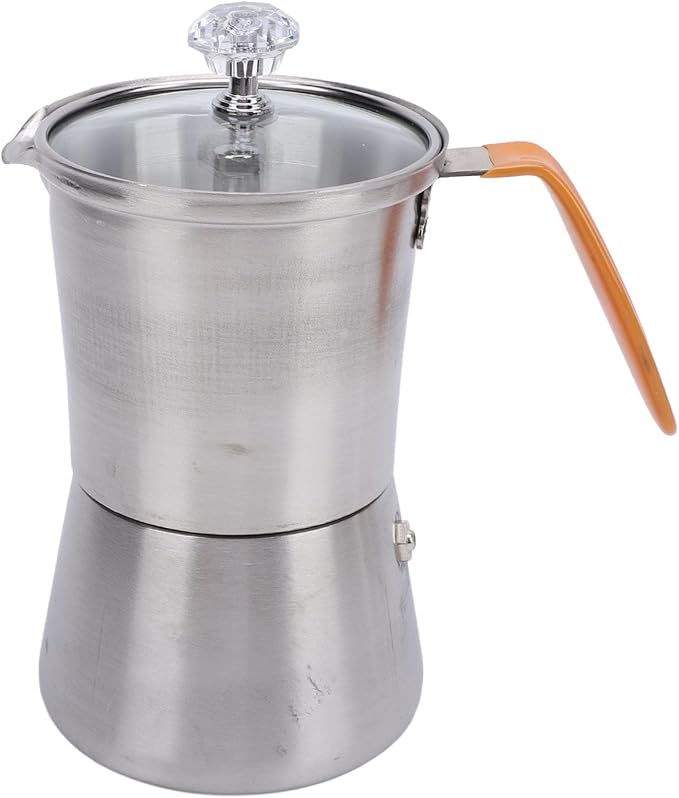 Yosoo Health Gear Hand Pour Coffee Pot Pour Over Coffee Maker Set Coffee Brewer Hand Drip Cone Dripper Coffee Pot with Glass Lid Heat Resistant Handle for Italian Coffee Milk Tea (160ML)