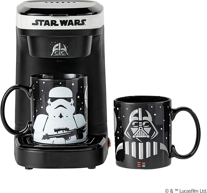 Star Wars Darth Vader &amp Stormtrooper Coffee Maker Set – Single Cup Coffee Maker with Mugs – Perfect for Mornings Movie Nights &amp Fan Kitchens