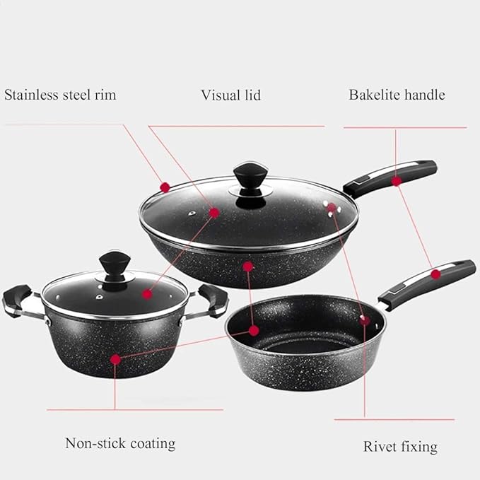 Nonstick Cookware Set with Lids and Wok Metal Utensil Safe Induction Ready