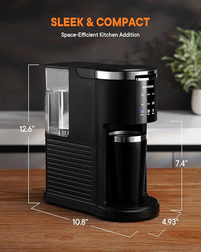 SHARDOR 3 in 1 Coffee Maker K Cup Coffee Maker Compatible with Ground Coffee &amp Teas Single Serve Coffee Machine 6–14oz Brew Sizes 40oz Detachable Water Reservoir Descale Settings Black