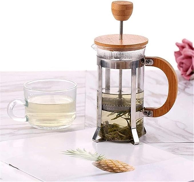 Press Coffee Maker Coffee Press CaffettiereCoffee MakerCoffee Tea Press Double Mesh Filtration Layer with Bamboo Lid &amp Handle Heat Resistant Borosilicate Glass French Coffee Press