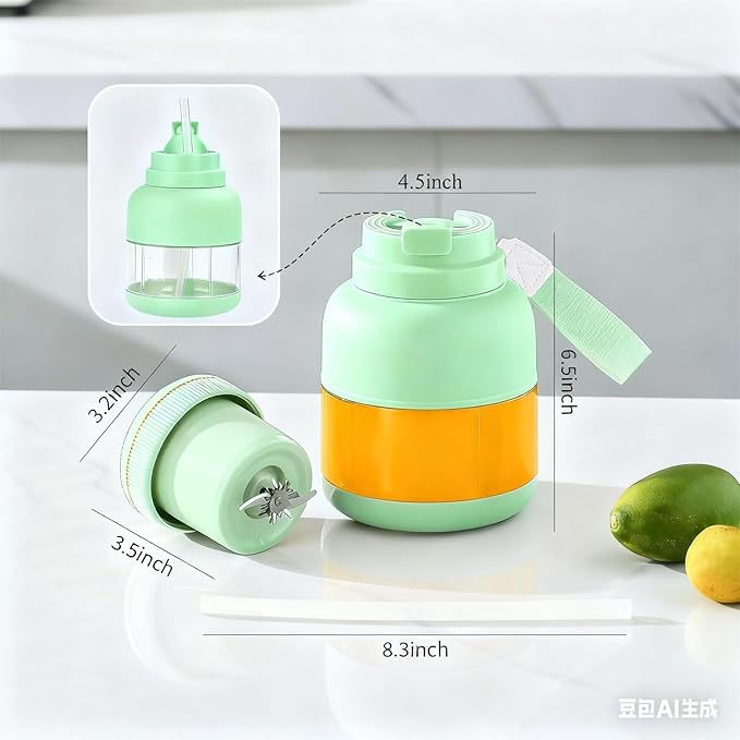 Portable Green Juicer 800ml/27oz with Carrying Strap Personal Smoothie Blender for health preservationOutdoor Sports Travel Camping &amp Gym Rechargeable Mini Fruit Juice Maker