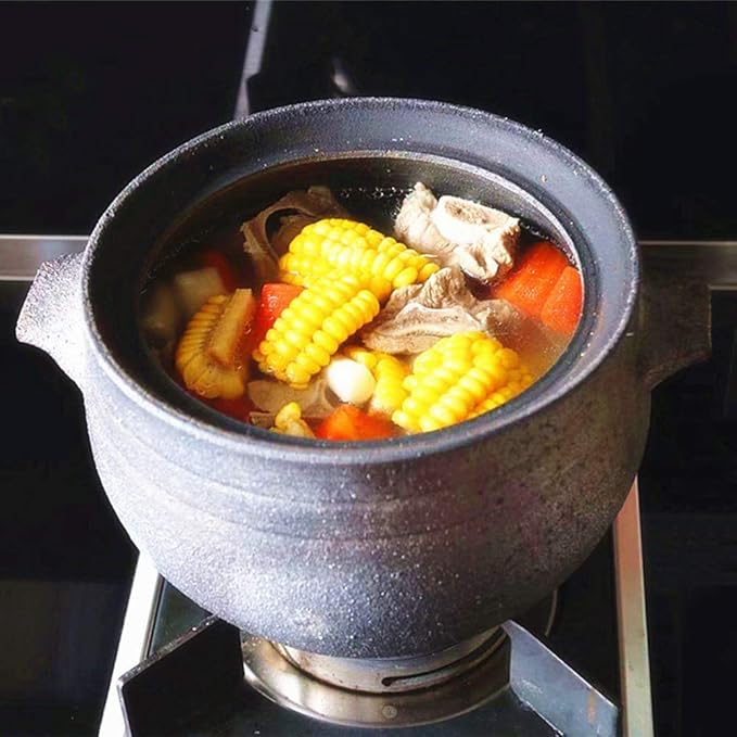 Ceramic Rice Cooker with LidJapanese Rice PotCeramic CasseroleRound Earthenware Clay PotHot PotNot-Stick Stew PotSoup HotStovetop Cookware A 4l (A 8L)