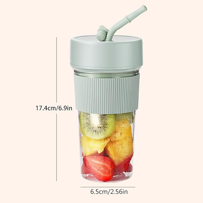 Small Portable Blender with Straw Electric Juicer Fruit Mixers Rechargeable Blender Small Juicer for Indoor Outdoor Portable Electric Juicer (Pink)