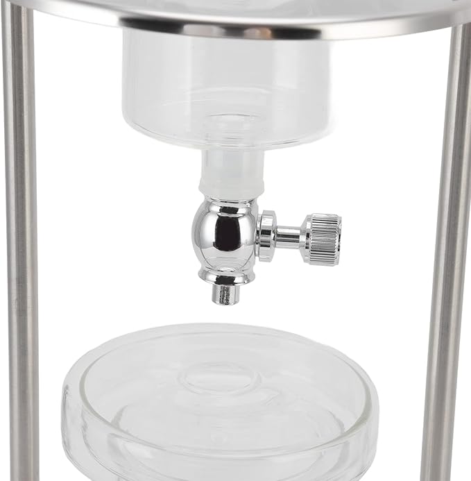 Cold Brew Coffee Maker 600ml Reusable Ice Coffee Machine Cold Brew Dripper Glass Filtering Transparent Stainless Steel Stand Coffee Dripper for Home Office