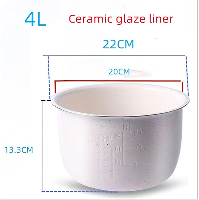 Stainless Steel Liner Without Coating Ceramic Glaze Liner Rice Cooker Rice Cooker Electric Pressure Cooker Inner Bowl 4L 5L 6L(Ceramic glaze liner 4L)