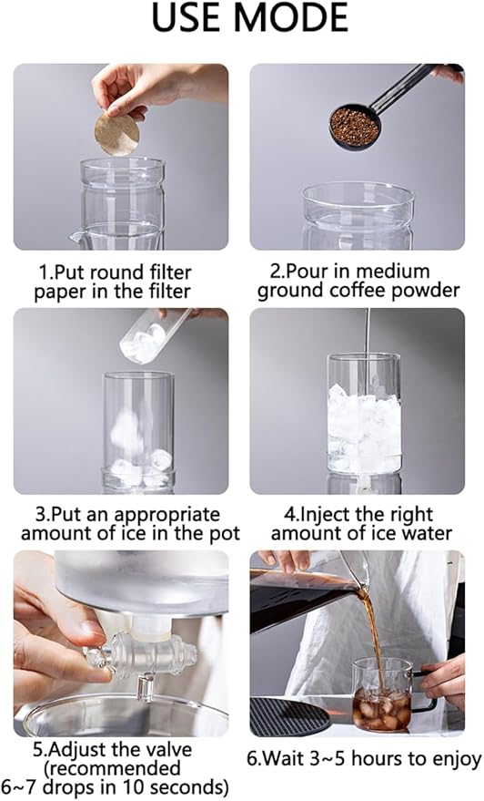 Ice Cold Brew Coffee Maker 600ml/20oz Borosilicate Glass Dripper Iced Coffee Brewer with Adjustable Water Flow