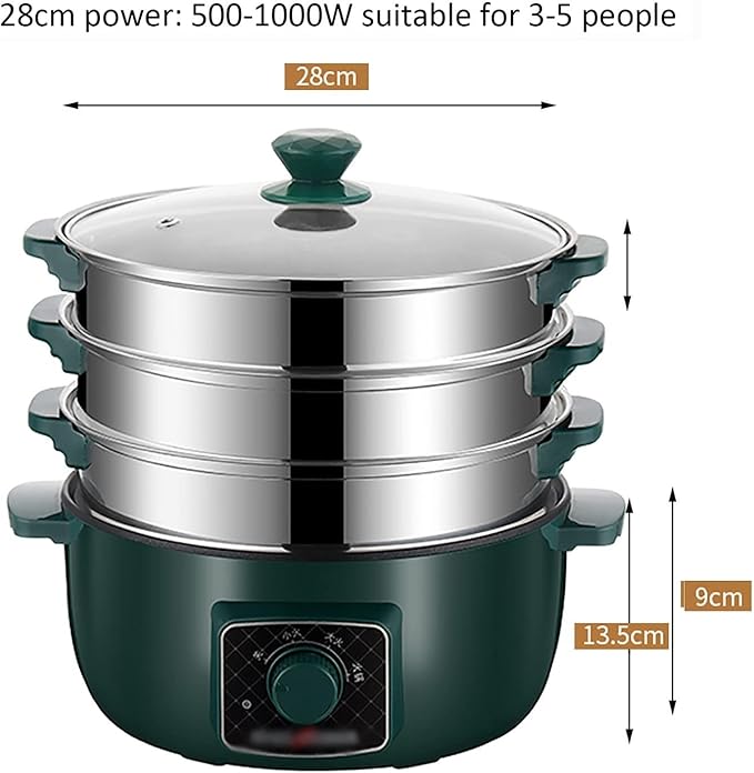 Rice Cooker - Rice Cooker With Steamer Basket Rice Cooker With Steamer (26/28cm) Household Dormitory Multifunctional All-in-one Frying Pan/wokNon-stick Soup Pot For 3-5 People (Size : 28cm)