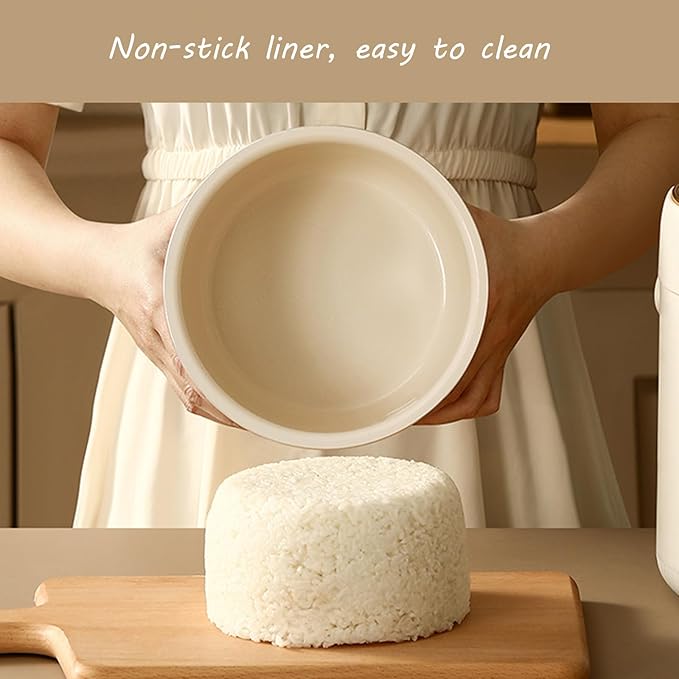 Rice Cooker 3 Cups Raw Rice 2L Mini Small Rice Cooker (Suitable for 1-2 People) Portable Travel Rice Cooker with Steamer Automatic Keep Warm Grain Vegetable Rice Maker