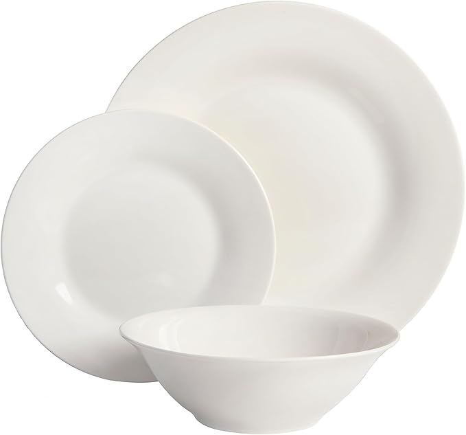 Gibson Home Zen Buffet Round 12 Piece Porcelain Chip and Scratch Resistant Dinnerware Plates and Bowls Set Scratch &amp Chip Resistant