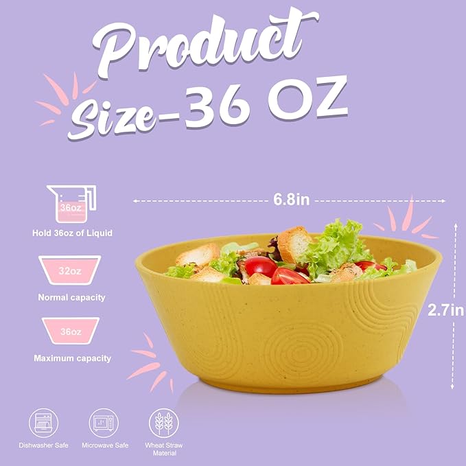 Homienly Wheat Straw Dinnerware Set Deep Dinner Plates Drinking Glasses Unbreakable Cups Microwave and Dishwasher Safe BowlsSoup Bowl Sets Dishes Set 20 PCS - Multi Color
