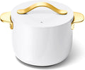 Caraway Petite Cooker - 2 Qt Ceramic Coated Pot - Free From Forever Chemicals - Perfect for Rice Grains or Sauces - White