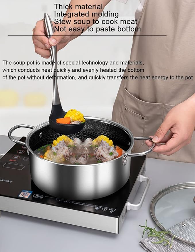 316 Stainless Steel Premium Non-stick Cookware 3 Pieces Set 28CM Frying Pan32CM Wok Pan With Lid26CM Flat-Bottomed Soup Pot With Lid