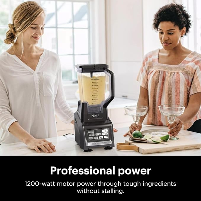 Ninja BL642 Nutri Ninja Personal &amp Countertop Blender with 1200W Auto-iQ Base 72 oz. Pitcher and 18 24 &amp 32 oz. To-Go Cups with Spout Lids For Smoothies Shakes &amp More Dishwasher Saf