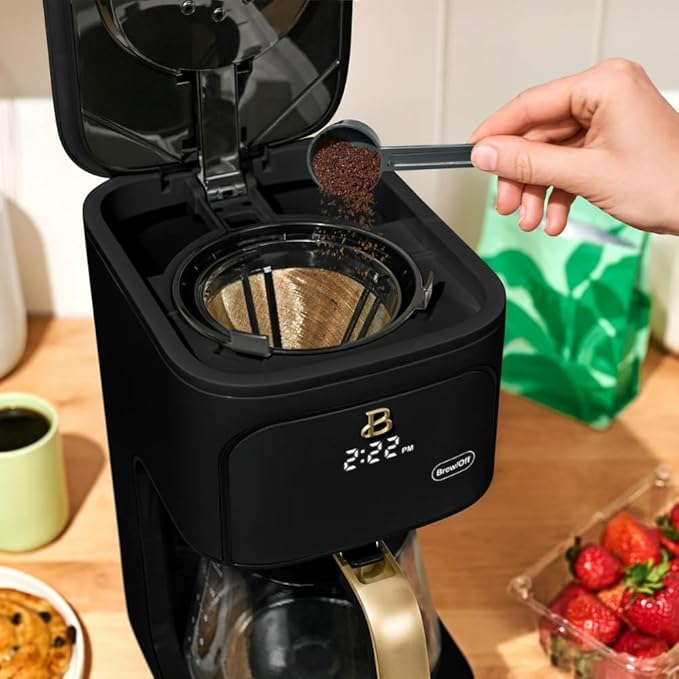 Programmable 12-Cup Coffee Maker with Touch Controls Auto Brew Timer Reusable Filter Large Glass Carafe Premium Countertop Coffee Machine (Black)