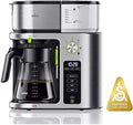 Braun MultiServe Coffee Machine 7 Programmable Brew Sizes / 3 Strengths + Iced Coffee &amp Hot Water for Tea Glass Carafe (10-Cup) White KF9150WH