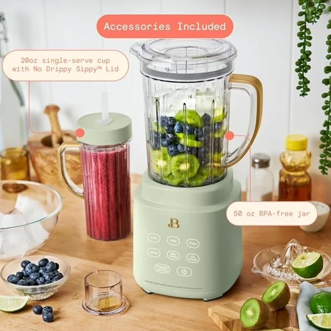 Power Exact Countertop Blender System 700W Motor 50oz Tritan Jar 20oz To-Go Cup 4 Presets 3 Speeds PrecisionSense Technology (Green)