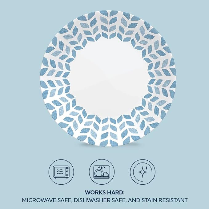Corelle Global Collection Vitrelle 6-Piece Dinner Plate Set Triple Layer Recycled Glass Lightweight Eco-Friendly Round 10-1/4-Inch Plates Set Northern Pines