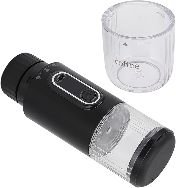 Portable Electric Espresso Machine Rechargeable Travel Coffee Maker Handheld Car Coffee Maker for Camping Hiking Office Powder and Capsules Compartment (Black)