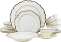Peak View Collection GP6664-20 20-Piece Bone China Dinnerware Set Super White Fine China Service for 4 Elegant Gift Boxed Plates Cups and Saucers Dishwasher Safe Luxury Dining Set