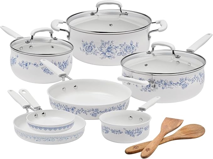 12-Piece Aluminum Ceramic Cookware Set ~ Nonstick Pots &amp Pans for Effortless Cooking