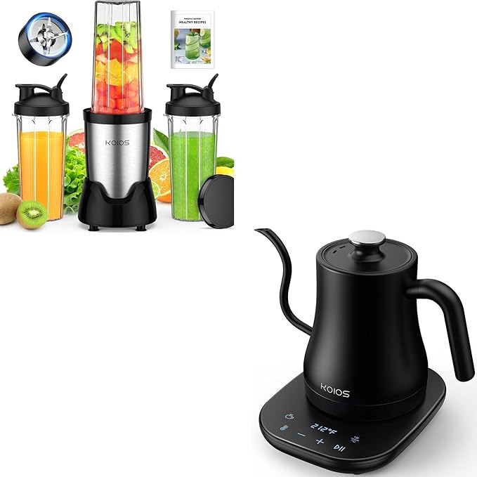 KOIOS Blender for SmoothiesPersonal Blender with Temperature Control Gooseneck Electric Kettle