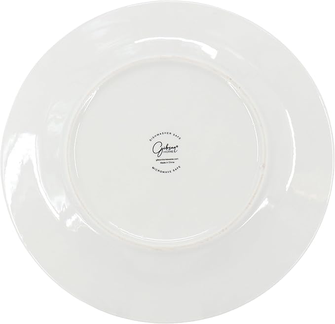 Gibson Home Black Squares 12 Piece Round Fine Ceramic Dinnerware Set in White
