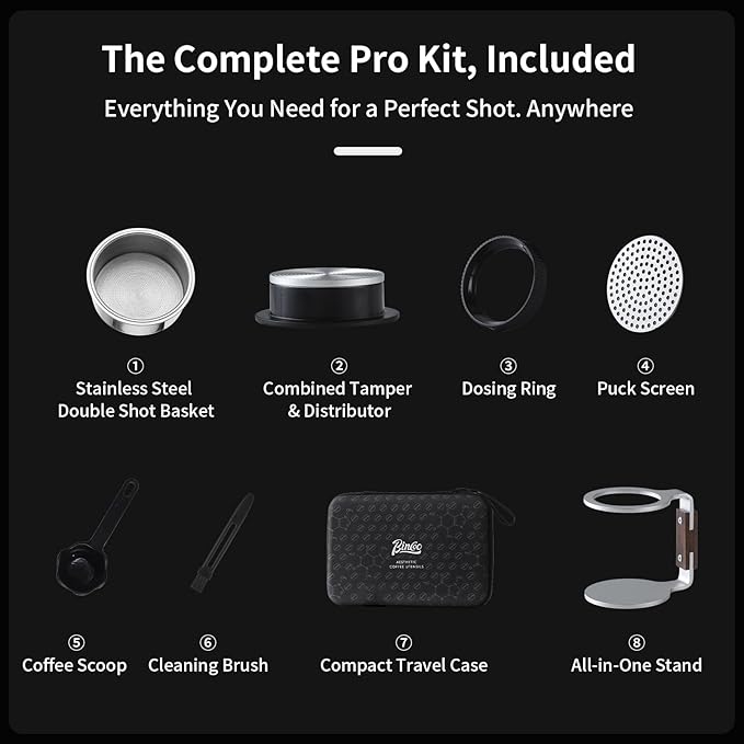 Bincoo Portable Electric Espresso Machine with Stand Self-Heating 20 Bar Car Coffee Maker Double Shot Travel Coffee Machine for Camping Travel RV Hiking Office H1pro