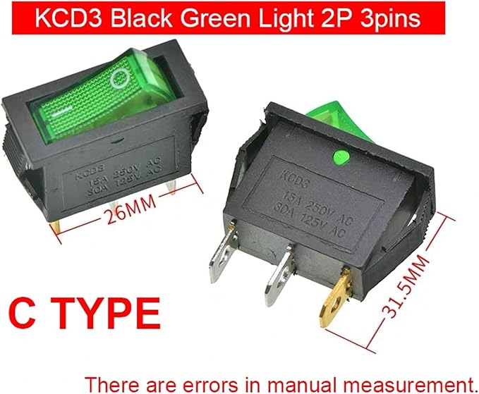 10 Pieces/lot Rocker Switch Rice Cooker Electric Frying pan Small Boat Type Power Button KCD3 Light 2/3 pin(C (10PCS))