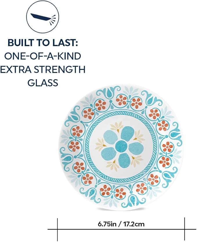 Corelle Vitrelle 6-Piece (6.75) Salad Appetizer Plates Set Triple Layer Glass and Chip Resistant Lightweight Round 6-3/4-inch Plates Terracotta Dreams
