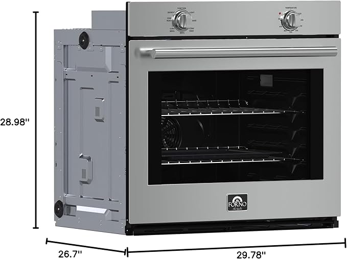 Forno Vomero 30-Inch Wall Oven – 5 Cu. Ft. Capacity Stainless Steel 3550W Convection Mechanical Controls Self-Cleaning Function