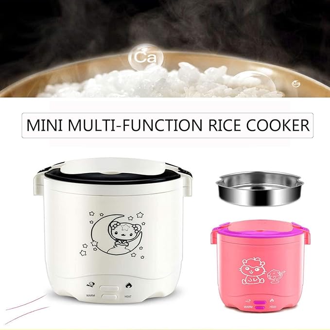 Rice Cooker Mini with Steamer Slow Cooker and Food Steamer Non-Stick Inner Pot Keep Warm Functionality 1.2L UpgradeWhite