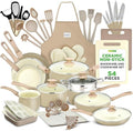 54-Piece Professional Marble Non-Stick Cookware &amp Bakeware Set - Versatile Collection with Multi-Sized Pots Pans &amp Heat-Resistant Kitchen Tools for Home Cooking