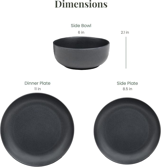 Larder &amp Vine 12-Piece Melamine Dinnerware Set: Durable Lightweight Break-Resistant Plates &amp Bowls – Stylish Non-Toxic Dishwasher Safe – Ideal for Everyday Use Indoor &amp Outdoor Dining