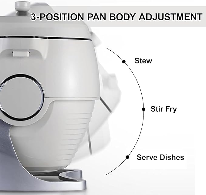 Auto Cooking Robot Large Capacity Stir Fry Pot Touch Screen Cooker 3 Speeds &amp Pan Angle 3 Gears Firepower Adjustable for Fried Rice Stew
