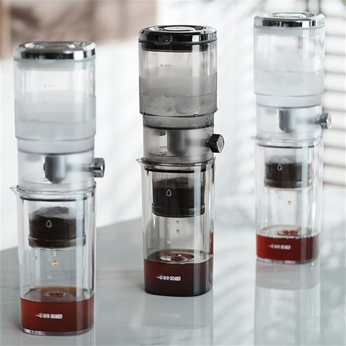 Cold Brew Ice Slow Drip Coffee Maker with Stable Drip Rate High-Density Filter and Transparent PCTG Body for Smooth Home Brewing(Black)